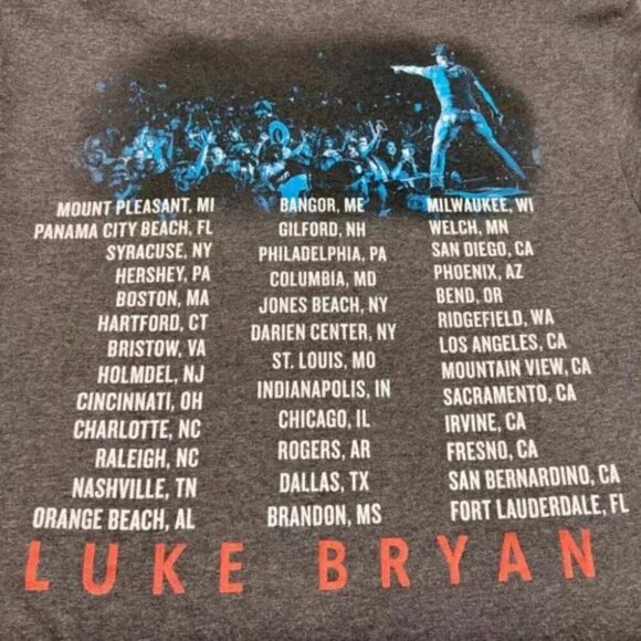 Luke Bryan Tour 2021 Concert Tee Men's Small Gray District Graphic Logo T-Shirt - Picture 3 of 8